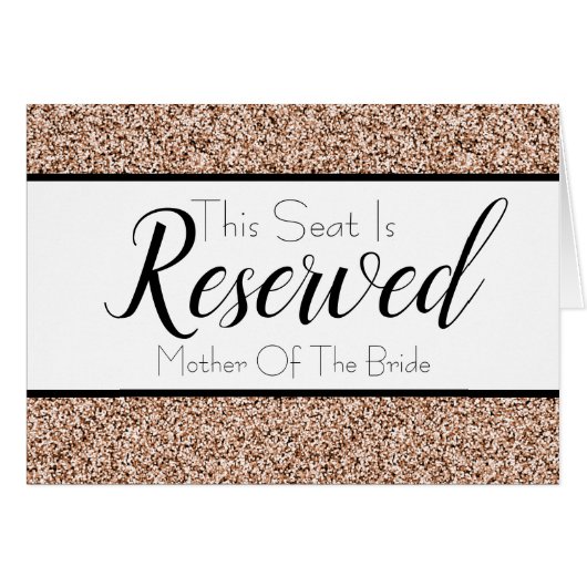 Roos Gold Faux Glitter Reserved Seat Weddenschap (Voorkant Horizontaal)