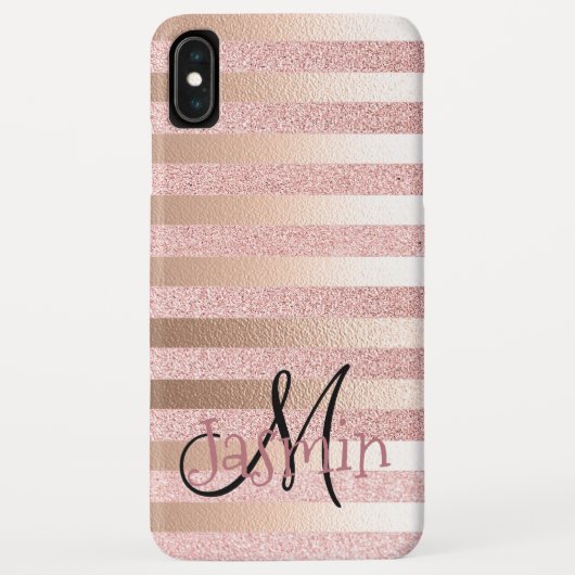 Roos Gold Faux Glitter & Roos Gold Foil Stripes Case-Mate iPhone Case (Achterkant)