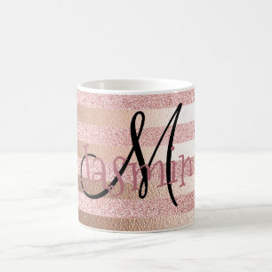 Roos Gold Faux Glitter & Roos Gold Foil Stripes Koffiemok