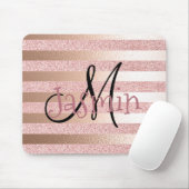 Roos Gold Faux Glitter & Roos Gold Foil Stripes Muismat (Met muis)