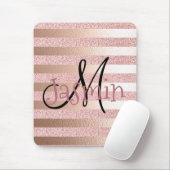 Roos Gold Faux Glitter & Roos Gold Foil Stripes Muismat (Met muis)