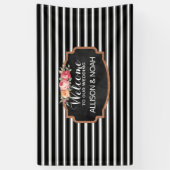 Roos Gold Faux Glitter Roze Bloemen Strepen Huweli Spandoek (Verticaal)