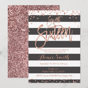 Roos Gold Faux Glitter Roze Ombre Meisje Sweet 16 Kaart