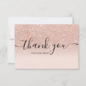 Roos gold faux glitter roze ombre script bedankt (Voorkant)