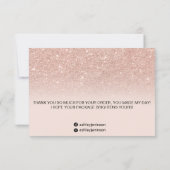 Roos gold faux glitter roze ombre script bedankt (Achterkant)