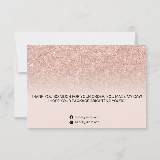 Roos gold faux glitter roze ombre script bedankt (Achterkant)