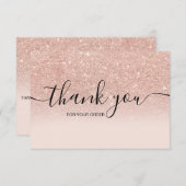 Roos gold faux glitter roze ombre script bedankt (Voorkant / Achterkant)