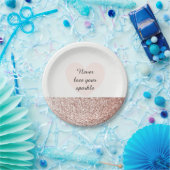 Roos Gold Faux Glitter Sparkle Papieren Bordje (Feest)