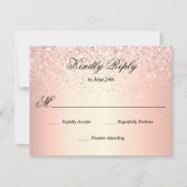 Roos Gold Faux Glitter Sparkle RSVP Kaartje (Voorkant)