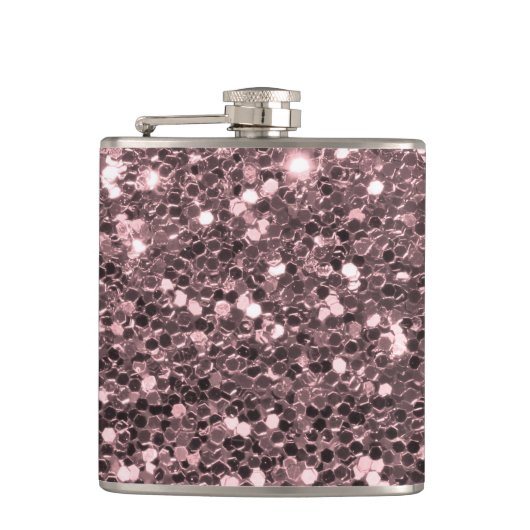 Roos Gold Faux Glitter Sparkles Heupfles (Voorkant)