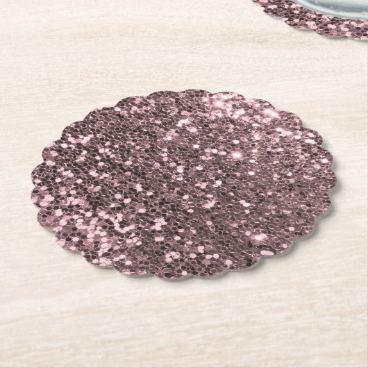 Roos Gold Faux Glitter Sparkles Kartonnen Onderzetters (Gekanteld)