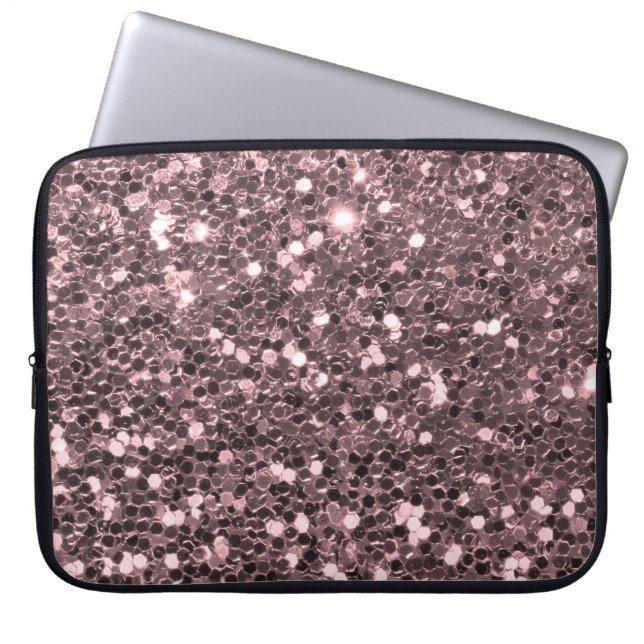 Roos Gold Faux Glitter Sparkles Laptop Sleeve (Voorkant)
