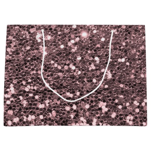 Roos Gold Faux Glitter Sparkles Large Cadeautasje (Voorkant)