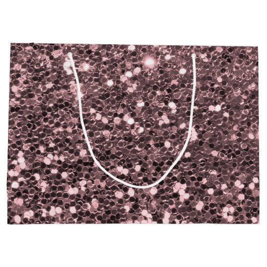 Roos Gold Faux Glitter Sparkles Large Cadeautasje (Achterkant)