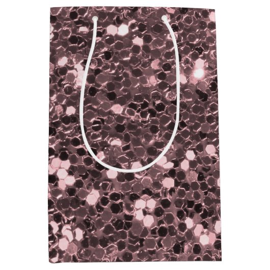 Roos Gold Faux Glitter Sparkles Medium Cadeauzakje (Voorkant)