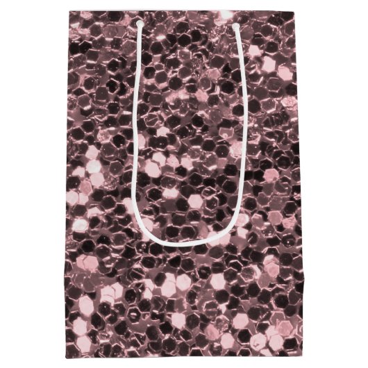 Roos Gold Faux Glitter Sparkles Medium Cadeauzakje (Achterkant)