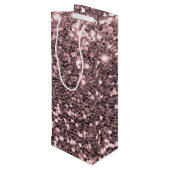 Roos Gold Faux Glitter Sparkles Wijn Cadeautas (Achterkant Gekanteld)