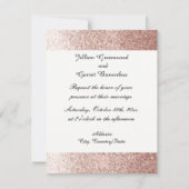 Roos Gold Faux Glitter Wedding Invitation Kaart (Voorkant)