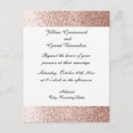 Roos Gold Faux Glitter Wedding Invitation Kaart