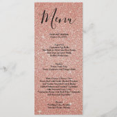 Roos Gold Faux Glitter Wedding Menu Menus (Voorkant)