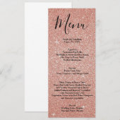 Roos Gold Faux Glitter Wedding Menu Menus (Voorkant / Achterkant)