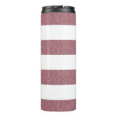 Roos Gold Faux Glitter white Stripe voeg jouw naam Thermosbeker (Achterkant)