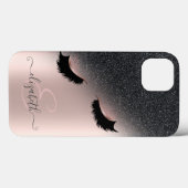 Roos Gold Faux Lashes Black Glitter Ombre Case-Mate iPhone Case (Achterkant (horizontaal))