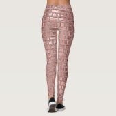 Roos Gold Faux Metallic Geometric Brick pattereerd Leggings (Achterkant)