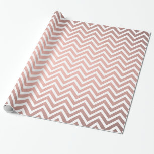 Roos Gold Faux Metallic Pink Chic Chevron Pattern Cadeaupapier