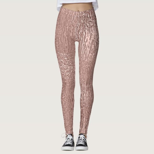 Roos Gold Faux Metallic Streked Leggings (Voorkant)