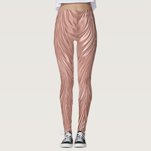 Roos Gold Faux Metallic Swirl Leggings (Voorkant)