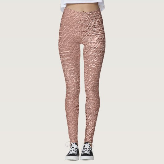 Roos Gold Faux Metallic Textured Leggings (Voorkant)