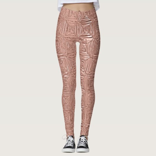 Roos Gold Faux metallisch gebarentrisch gebarsten Leggings (Voorkant)