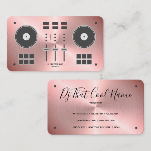 Roos Gold Faux Pro-DJ-controller Visitekaartje (Voorkant / Achterkant)