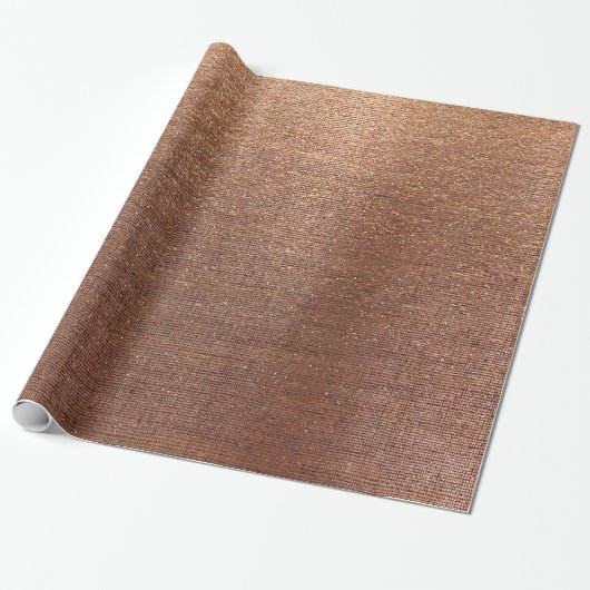 Roos Gold Faux Sepia Linen Metallic Burlap Cadeaupapier (Uitgerold)