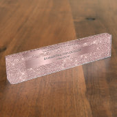 Roos Gold Faux Shimmer en Foil Naambordje (Zijkant)