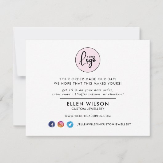 Roos Gold Faux Shimmer & Foil Business Bedankkaart (Achterkant)