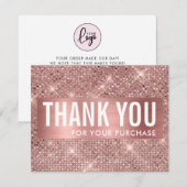 Roos Gold Faux Shimmer & Foil Business Bedankkaart (Voorkant / Achterkant)