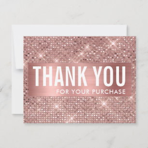 Roos Gold Faux Shimmer & Foil Business Bedankkaart