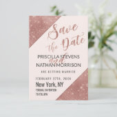 Roos Gold Faux Sparking Glitter Sequin Save Date Save The Date (Staand voorkant)