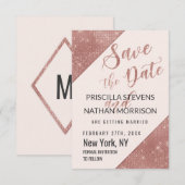 Roos Gold Faux Sparking Glitter Sequin Save Date Save The Date (Voorkant / Achterkant)