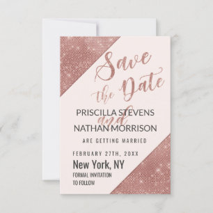Roos Gold Faux Sparking Glitter Sequin Save Date Save The Date