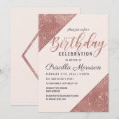 Roos Gold Faux Sparkling Glitter Sequin Verjaardag Kaart (Voorkant / Achterkant)