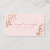 Roos Gold Feather Blush Romance Visitekaartje (Voorkant)