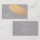 Roos Gold Feather Esthetician Skincare Grey Visitekaartje (Voorkant / Achterkant)