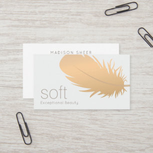 Roos Gold Feather Estheticus Skincare Visitekaartje