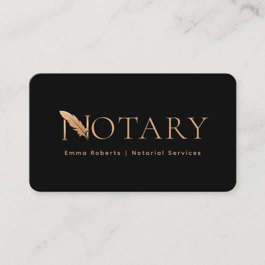 Roos Gold Feather Pen Logo N Notarische QR-code Visitekaartje (Voorkant)