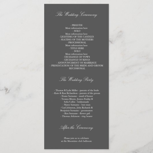 Roos Gold Feathers Elegant Chic Wedding Programma Programmakaart (Achterkant)