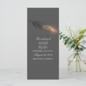 Roos Gold Feathers Elegant Chic Wedding Programma Programmakaart (Staand voorkant)