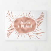 Roos Gold Ferns bruiloft drievoudige uitnodiging (Cover)